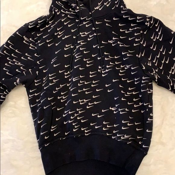 Nike black all over check mark hoodie size XS - Picture 4 of 10